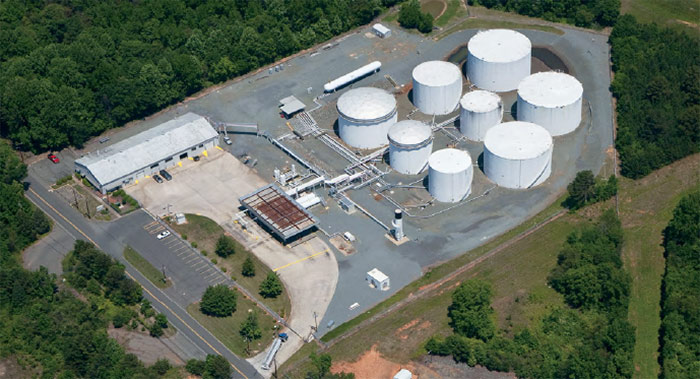 Aerial view of the Charlotte-North Motiva terminal.