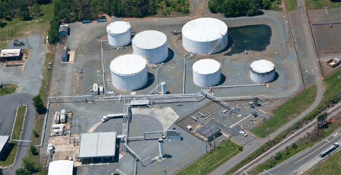 Aerial view of the Charlotte-South Motiva terminal.