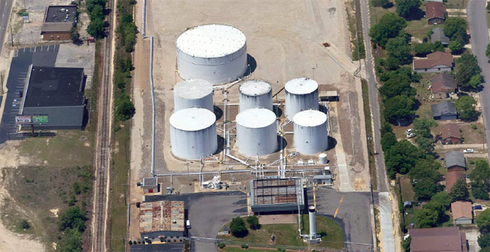 Aerial view of the Fayetteville Motiva terminal.