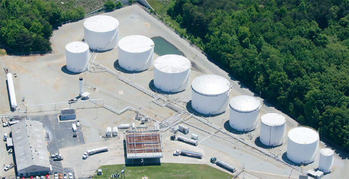 Aerial view of the Greensboro Motiva terminal.